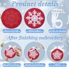 6 Sets Winter Embroidery Kit for Beginners Snowflakes Christmas Cross DIY Needlepoint Kit with Patterns, Instructions, Embroidery Hoops, Threads, Needles, Needle Threader, Ropes, Ribbon (Red)