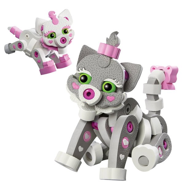 Bloco Toys Cat & Kitten | STEM Toy | DIY Building Construction Set (180 Pieces)