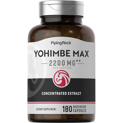 Piping Rock Yohimbe Supplements for Men | 2200 mg | 180 Capsules | Max Concentrated Extract | Non-GMO, Gluten Free Supplement