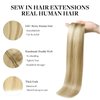 DOORES Weft Extensions Sew in Hair Extensions Real Human Hair, Drity Blonde Highlight Golden Blonde 24 Inch 120g, Hair Weft Extensions, Sew in Hair Extensions Real Human Hair