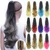 IMISSU Curly Ombre Color Claw Ponytail Hair Extensions Pony Tail Clip in Hairpiece (Ombre Dark Grey)