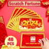 Extenuating Threads 48PCS 2024 Chinese New Year Scratch Off Fortune Cards, 2024 Year of The Dragon Party Fortune Games, Favors for Lunar Dragon New Year's Celebration Office Party Supplies