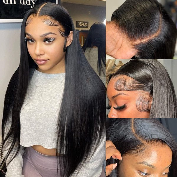Valkous 30 Inch HD Straight Lace Front Wigs Human Hair Pre Plucked Straight Lace Front Wigs 13x4 Straight Human Hair Glueless Lace Frontal Wigs 180% Density Human Hair Straight Wigs