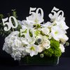 12PCS 50th Birthday Centerpiece Sticks Glitter Number 50 Table Centerpieces Flower Toppers for Anniversary Reunion and Party Decorations Silver