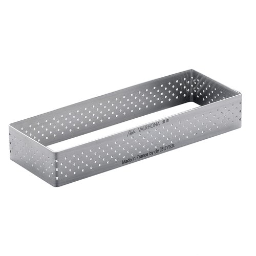 de Buyer Perforated Rectangular Tart Ring - 10” x 3.2” x 0.8” - Perfect for Baking Beautifully Crisp Tarts - Easy to Use & Clean - Made in France