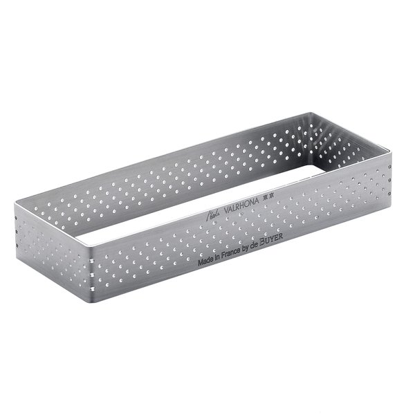 de Buyer Perforated Rectangular Tart Ring - 10” x 3.2” x 0.8” - Perfect for Baking Beautifully Crisp Tarts - Easy to Use & Clean - Made in France