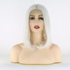 BTWTRY White Color Synthetic Lace Front Wigs Short Hair Style Heat Resistant Fiber Bob Wig for Black Women Middle Part Cosplay Wig (12inch, Snow White)