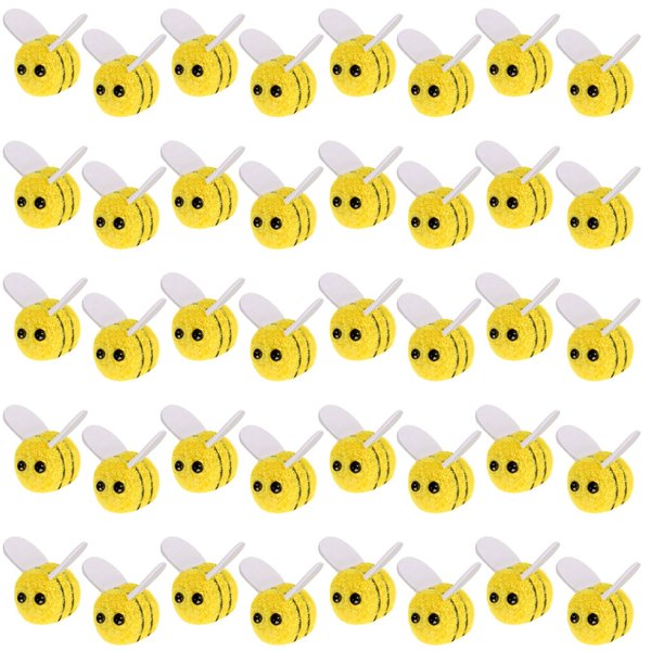 40 PCS Mini Wool Felt Bees Cute Bee Craft Supplies Felt Bees for Crafts Tiny Fake Bees Plush Bees Decor for Clothing Hats Bags DIY Gift Bee Themed Party Costume Accessories