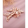 Rumtock Sparkle Rhinestones Beads Rose Gold Hair Comb for Women Girls Wedding Bridal Side Headpiece Jewelry for Special Occasion (Rose Gold)