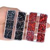 QOGIR 10000 Pieces 5 Mixed Size Siam Black and Multicolor Hotfix Rhinestones for Crafts Clothes Nail Art with Tweezers and Picking Rhinestones Pencil