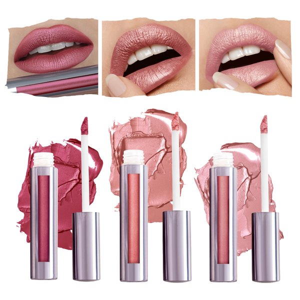 Runway Rogue Silk Glam Liquid Lipstick Lip Trio, Long Wear Liquid Lipstick Pack, (‘First Class’, ‘Jet Set’, ‘Trophy Wife’)