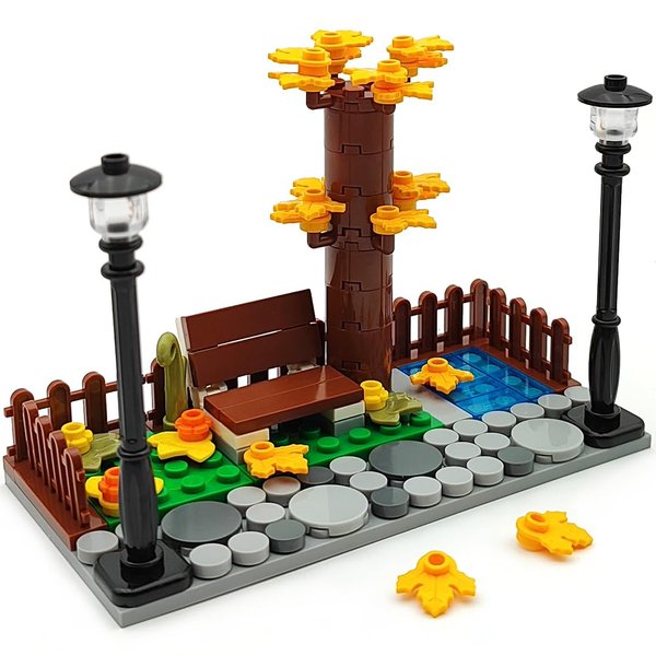 ZHX Maple Tree Building Block Toy Garden Yard Building Pieces City Street Autumn Scenery Block Accessories for Kids Ages 6+ (97pcs)