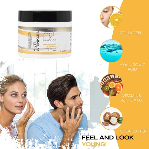 TEMBA MIAMI ANTI-WRINKLE FACE CREAM & MOISTURIZER with HYALURONIC ACID/Anti Aging Face Cream for ALL SKIN TYPES/with COLLAGEN & SHEA BUTTER/ 2 FL oz/473 ml.