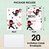LWBEO 20 Birthday Invitation Cards With Envelopes， Happy Birthday Celebration Invitation for Boys or Girls,Ninja Boys Warrior Party Birthday Party Supplies -A43