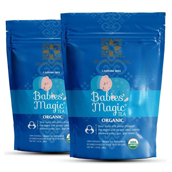 Secrets of Tea Baby Colic Babies' Magic Tea – Organic, Natural, Safe – Calming & Soothing Relief for Baby Acid Reflux, Gas, Colic – 40 Count(2 Pack)