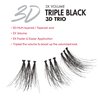 iENVY False Eyelashes Triple Black 3D Individual Trio Lashes 3X Volume Reusable Eyelash Clusters (Long)