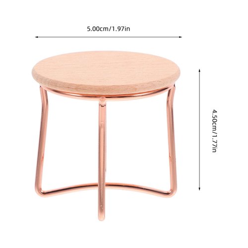 JOINPAYA Mini Dollhouse End Table: Miniture Wooden Home Furniture Round Side Tea Table Model for Living Room Bedroom Scene Decoration