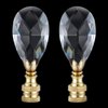 Canomo 2 Packs Teardrop Clear Crystal Lamp Finial Lamp Decoration for Lamp Shade with Polished Brass Base, Clear, 2-3/4 Inches