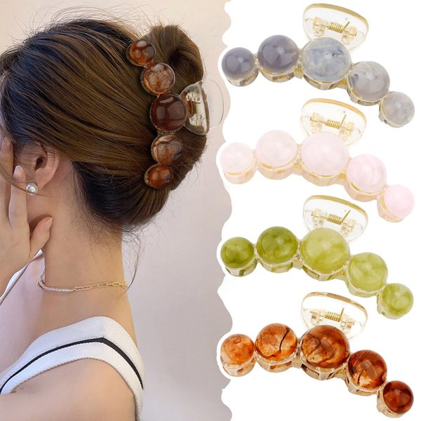 CUBACO 4pcs Pearl Claw Clips Set, Pearl Hair Clips for Women Strong Hold Hair Jaw Clips for Thick Hair, Pearl Hair Claw Clips Pearl Hair Accessories for Women Medium Non Slip Hair Clips Barrette