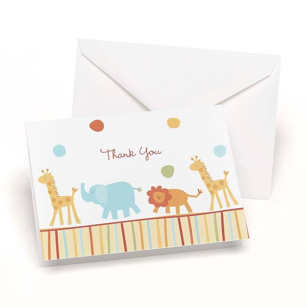 Hortense B. Hewitt HBH 3 1/2-inch x 4 7/8-inch Jungle Animals Wedding Thank You Card, 25/Pack (82411ST)