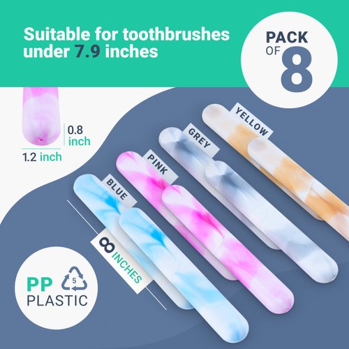 UnicomT 8 PCs Travel Toothbrush Case with Drainage Holes – Portable, Breathable Plastic Toothbrush Holders Travel– Ideal for Camping, Trips & Daily Use – Assorted Colors
