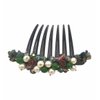 Side Comb Hair Accessories French twist hair comb Ornamented along the top of the heading with Pearl & Stone (Green)
