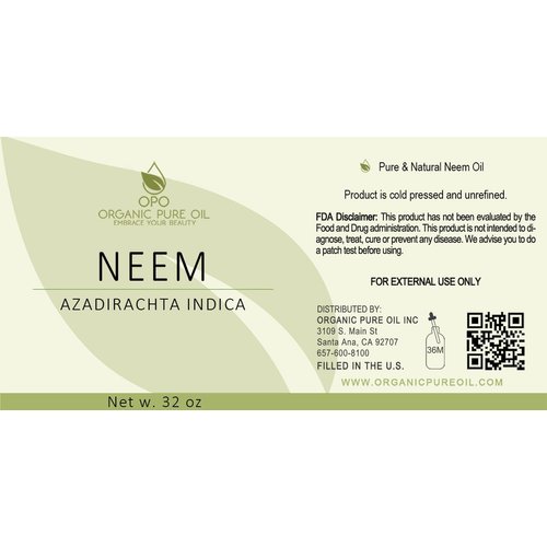 Neem Oil | 100% Pure, Unrefined, Cold Pressed, Non-GMO, Undiluted, Raw Bulk Vegan Carrier Oil - 32 oz | 1 Quart - for Skin, Hair, Nails, Body, Face & More - Hydrating, Moisturizing, Nourishing