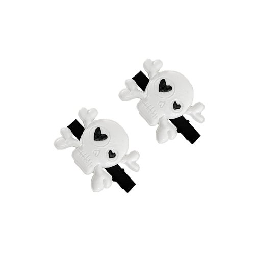 Halloween Skull Hair Clips Skeleton Hair Barrettes Clips Halloween Goth Hair Pin BHWH03 (2 Pcs-White)