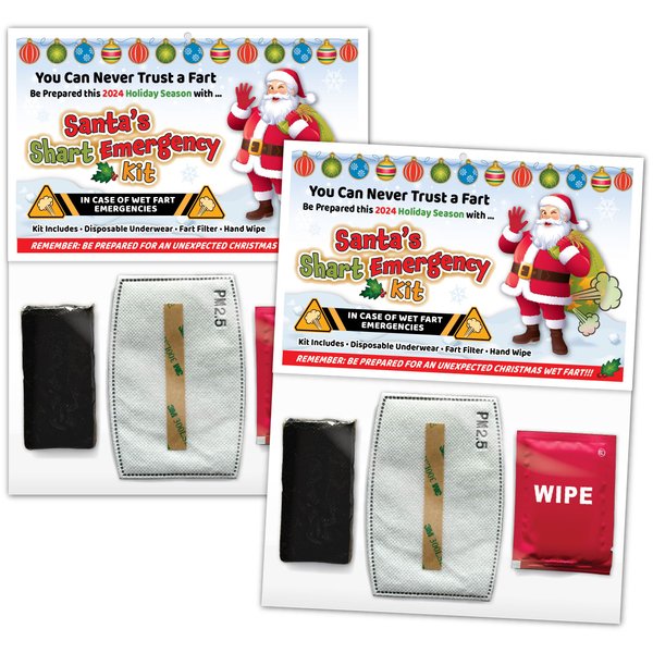 Christmas Santa's SHART Wet Fart Emergency Kit - Funny Xmas Gift Gag Party Favors, Stocking Stuffer, White Elephant, Secret Santa and More! (2) (2 Pack)