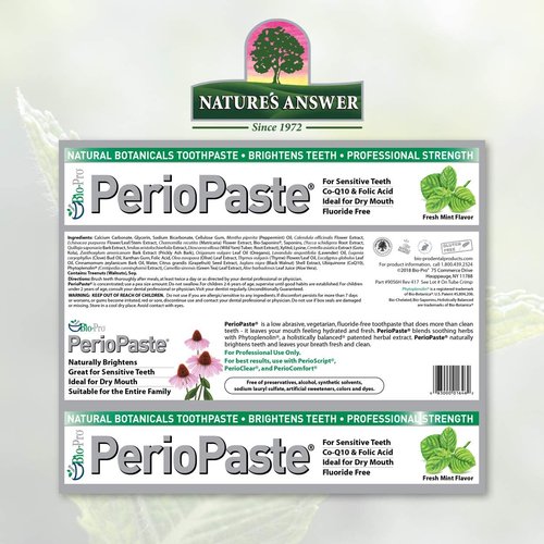PerioPaste Natural Toothpaste - TWO 4 oz Tubes All Natural Botanical Cruelty Free Gluten Free Flouride Free for Sensitive teeth with CoQ10 and Folic Acid