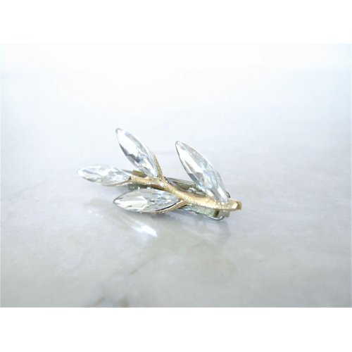 Generic Small gold tone crystal leaves hair pin clip barrettes for fine hair (Clip quantity: 1 clip)