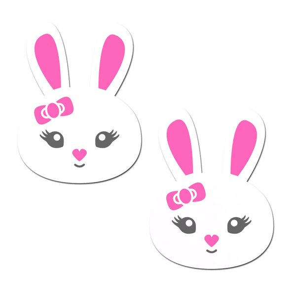 PASTEASE Summer Pasties - Nipple Covers for Festivals, Raves, & Lingerie - Celebrate With This Party Outfit Accessory | Medical Grade, Waterproof, Latex Free & Made in USA (Cute White Bunny)
