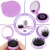 21 Pcs Travel Mirror Hair Brushes Folding Pocket Hair Brush with Mini Makeup Mirror Round Mini Hair Comb for Travel Men Women and Girls (7 Colors)