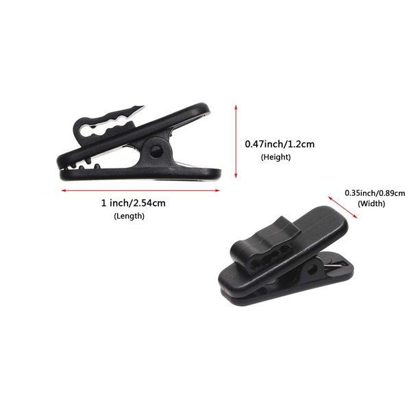 Mini Skater 1 Inch Length Small Earphone Wire Clip Headphone Mount Cable Clothing Clip Earbud Clip to Keep Earphone/Microphone Cord in Place for 1.5mm Wire Diameter Round Wire Earphone,6Pcs (Black)