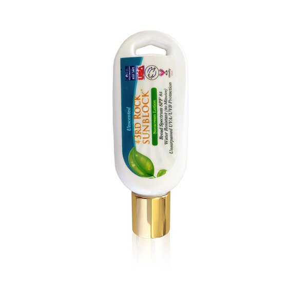 3rd Rock Essentials | Travel Size Sunblock® SunScreen Lotion SPF 35+ | Travel Sized All Natural Organic Zinc Unscented Sunscreen for Sun Protection | All Natural Personal Care (1.7 oz | Single)