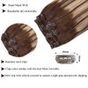 Human Hair Extensions Ubetta Clip in Hair Brown to Chocolate Brown with Honey Blonde Highlights Remy Clip in Hair Extensions for Women 7 pcs Double Weft Clip in Real Hair Extensions 16 Inch 120 Gram