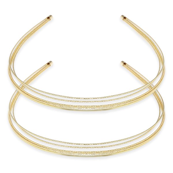 Mabor 2Pcs Multi Layers Thin Headbands Gold Metal Headbands for Women Girls Layered Wire Headband for Wedding Skinny Hollow Headpiece Hair Styling Accessories