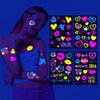 Neon Night Light Tattoo Sticker Glow in The Dark Music Party Waterproof Temporary Nightglow Stickers Music Guitar Bar Glitter Disco Fantastic Fluorescence Tattoos for Women Man Party Decoration