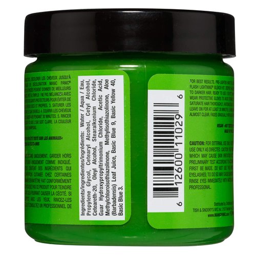 MANIC PANIC Electric Lizard Green Hair Dye – Classic High Voltage - Semi Permanent Bright Neon Green Hair Color With Lime Green Hues – Glows in Blacklight - Vegan, PPD And Ammonia Free (4oz)