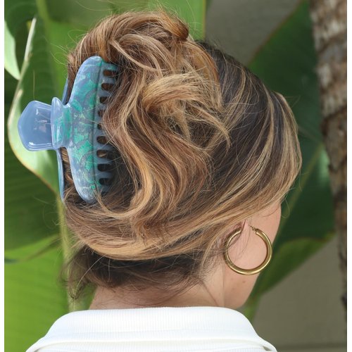 Camila Paris CP3317 French Hair Clip for Women Thick Hair for Long Curly Wavy Hair, Blue, Girls Hair Claw Clips Fashion Styling Hair Accessories for Women, Strong Hold No Slip Grip, Made in France