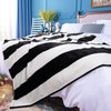 NTBAY Flannel Throw Blanket, Super Soft with Black and White Stripe (51"x68")
