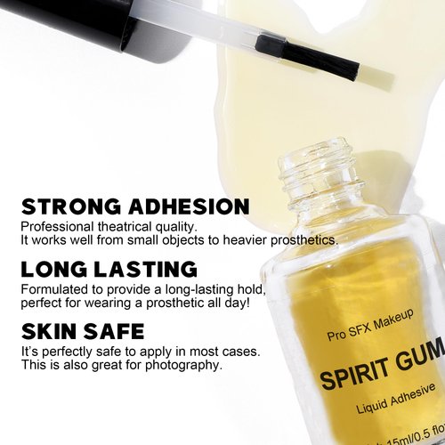 DALVGFN Spirit Gum Adhesive With Remover Combo Kit, Professional Liquid Adhesive and Remover, Special Effects Makeup Face Body Prosthetics Glue, SFX Mkaeup Kit For Halloween Costume Film Theatre