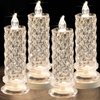 SupBri Rose Shadow LED Flameless Candles, 4PCS Romantic Battery Operated Candles Led Pillar Candles for Valentine's Day Romantic Propose Anniversary Wedding Decorations(White, D 2.5" x H 7.2")