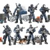 ENHANA 8 PCS Building Block City Policeman Action Mini-Figures with Multiple Military Weapons Accessories SWAT Model Equipment Assembly Building Toys Party Favors Gift for Boys