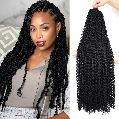 Passion Twist Hair 24 Inch: Water Wave Crochet Hair 6 Packs Passion Twist Crochet Hair for Black Women Water Wave Passion Twist Hair Extensions (1B)
