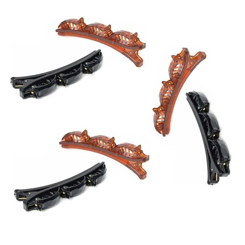 6Pcs Black and Brown Double Layers Twist Band French Braider Hair Tool,Fashion Double Layer Band Twist Plait Clip Front Hair Clips Hairpin Headband Beauty Tool, Hairpin Headband,Hair Accessories
