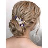 Jakawin Flower Bride Wedding Hair Comb Blue Crystal Bridal Hair Piece Bridal Hair Accessories for Women HC149 (Gold)