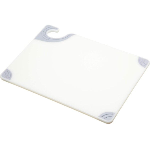 San Jamar Saf-T-Grip Plastic Cutting Board with Safety Hook, 9" x 12" x 0.375", White