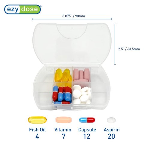 EZY DOSE Hard Sided Pocket Pharmacy Pill Case, Features Zippered Pouch, Easy to Use Design, Portable and Perfect for Daily Usage, 8-Comparments, BPA Free, Black