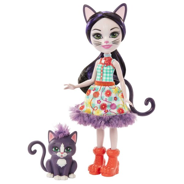 Enchantimals Ciesta Cat Doll & Climber Animal Figure, 6-inch Small Doll with Removable Skirt, Shoes, and Headpiece, Great Toy for 3 to 8 Year Olds